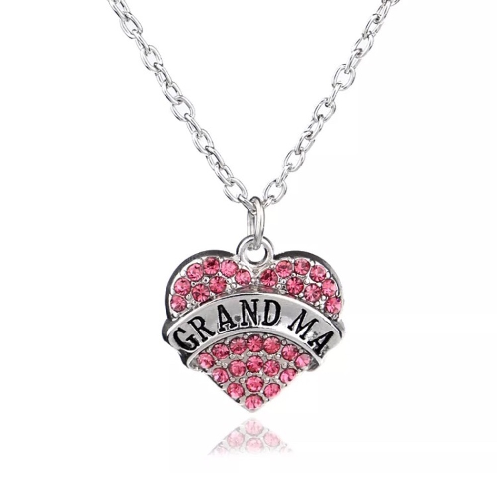 New Grandma Rhinestone Heart Necklace